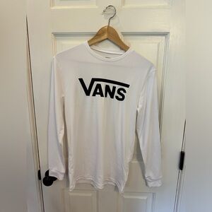 Vans, long sleeve polyester, white shirt, size youth, XL